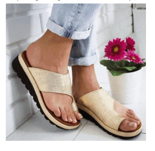 Women Slippers, Flat Sole Casual Soft Big Toe Foot Sandal