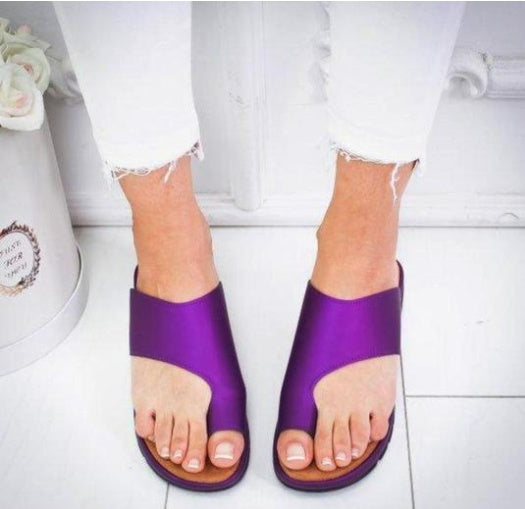 Women Slippers, Flat Sole Casual Soft Big Toe Foot Sandal
