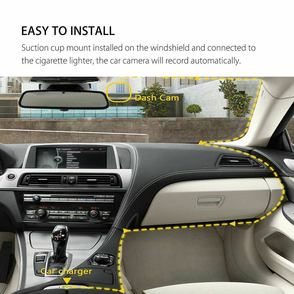 Dash Cam Car HD 1080P Front Rear Inside Dual Lens Video Recorder Camera G-Sensor